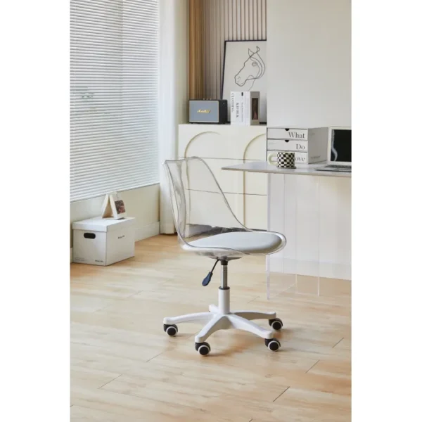 Smartbuy Moon Typist / Office Chair Transparent & White - Image 2