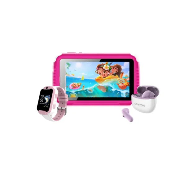 VGKE 7" 3G Pink Tablet TWS Earphones Pink Smartwatch Bundle