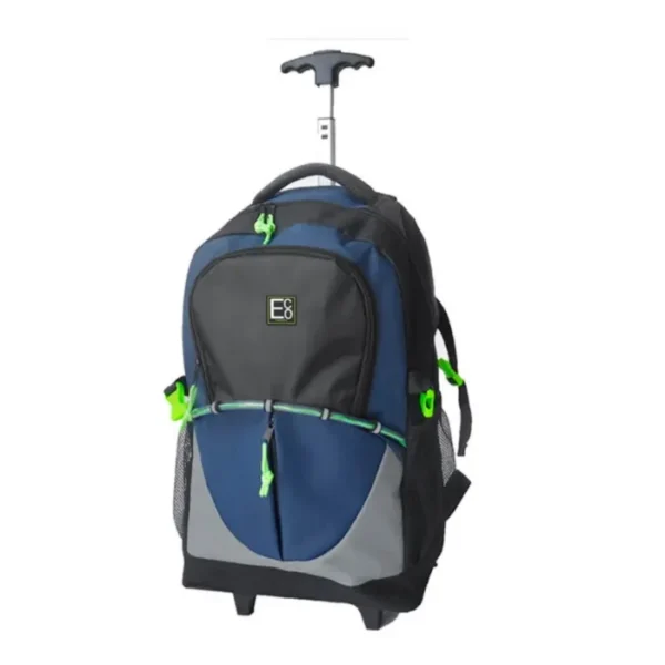 Eco Telescopic Trolley Backpack Roller Ball Wheels Navy