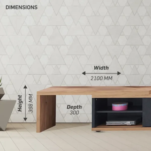 Everfurn Extendable TV Stand - 1200mm - 2100mm Width - Image 3