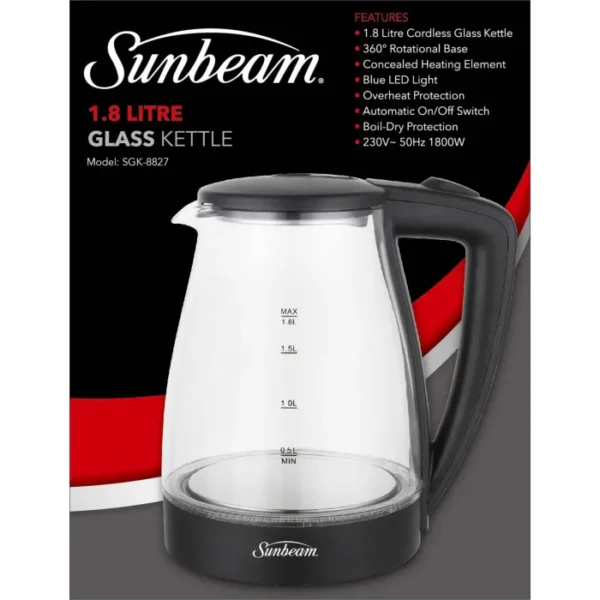 Sunbeam 1.8L Cordless Glass Kettle - Image 2