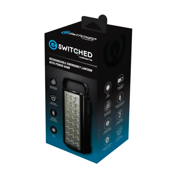 Switched Rechargeable Emergency Lantern 800 Lumen Black