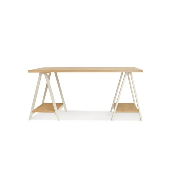 Trestle Desk, Beige and White