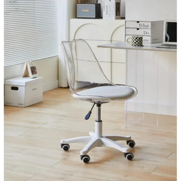 Smartbuy Moon Typist / Office Chair Transparent & White - Image 3